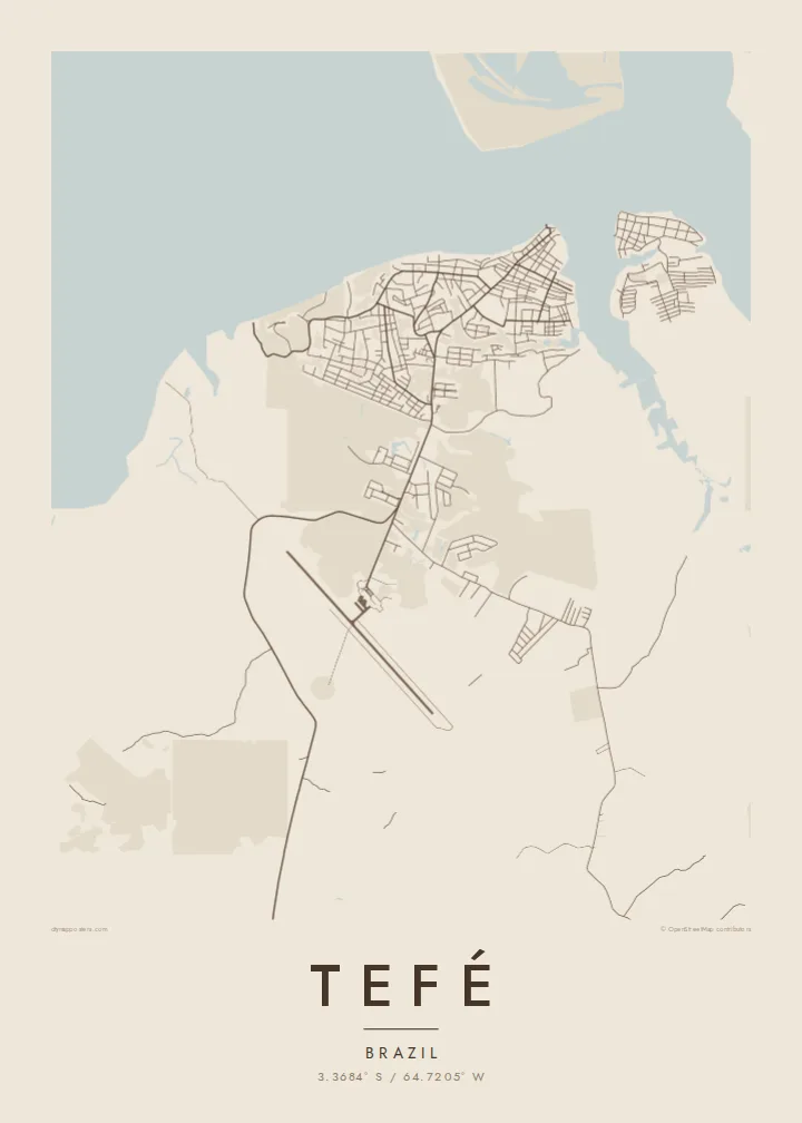 Tefé map poster — Sand style