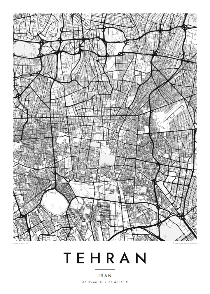 Poster ng mapa ng Tehran
