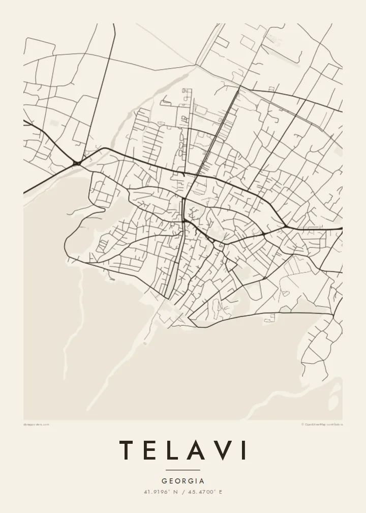 Telavi map poster — Paper style