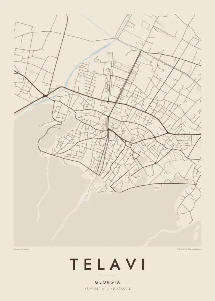 Telavi map poster — Sand style