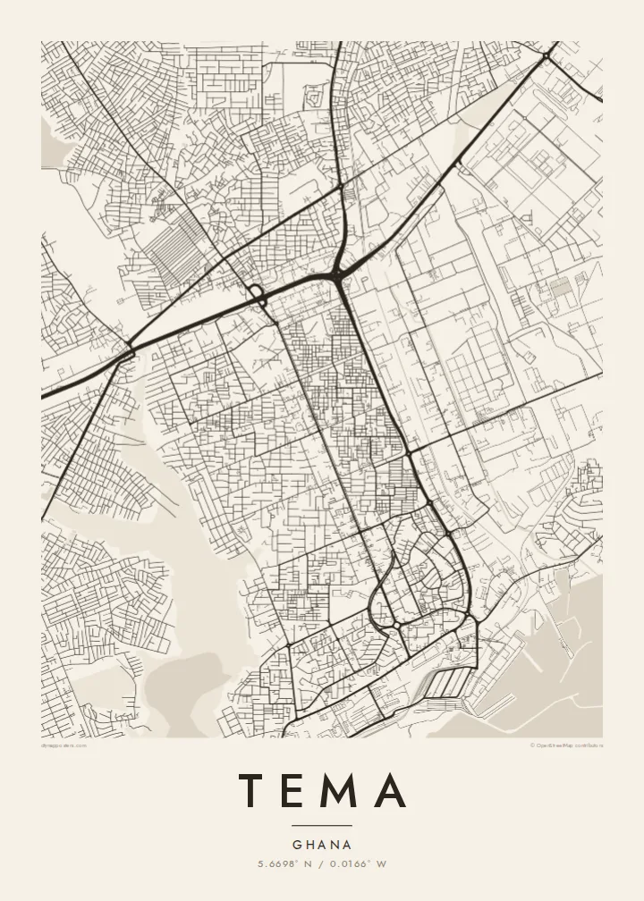 Tema map poster — Paper style