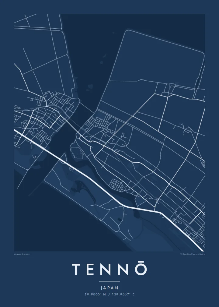 Tennō map poster — Blueprint style