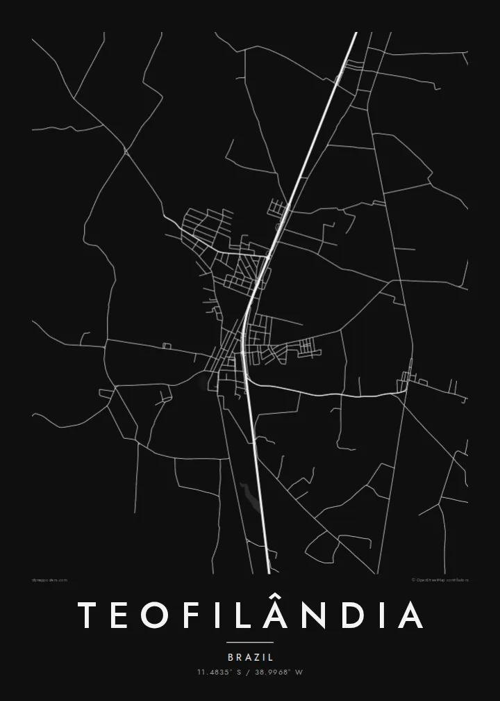 Teofilândia map poster — Noir