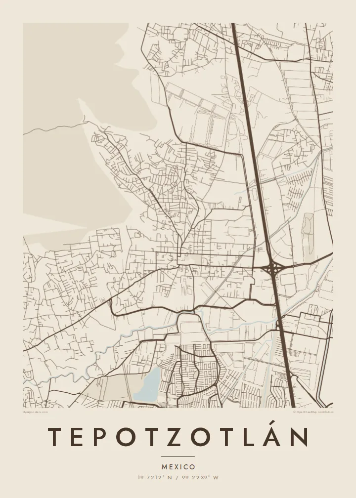 Tepotzotlán map poster — Sand style