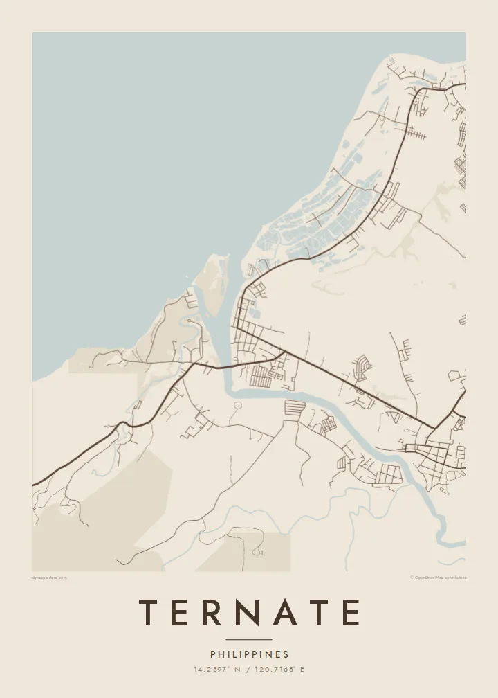 Ternate map poster — Sand