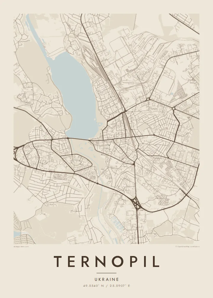 Ternopil map poster — Sand