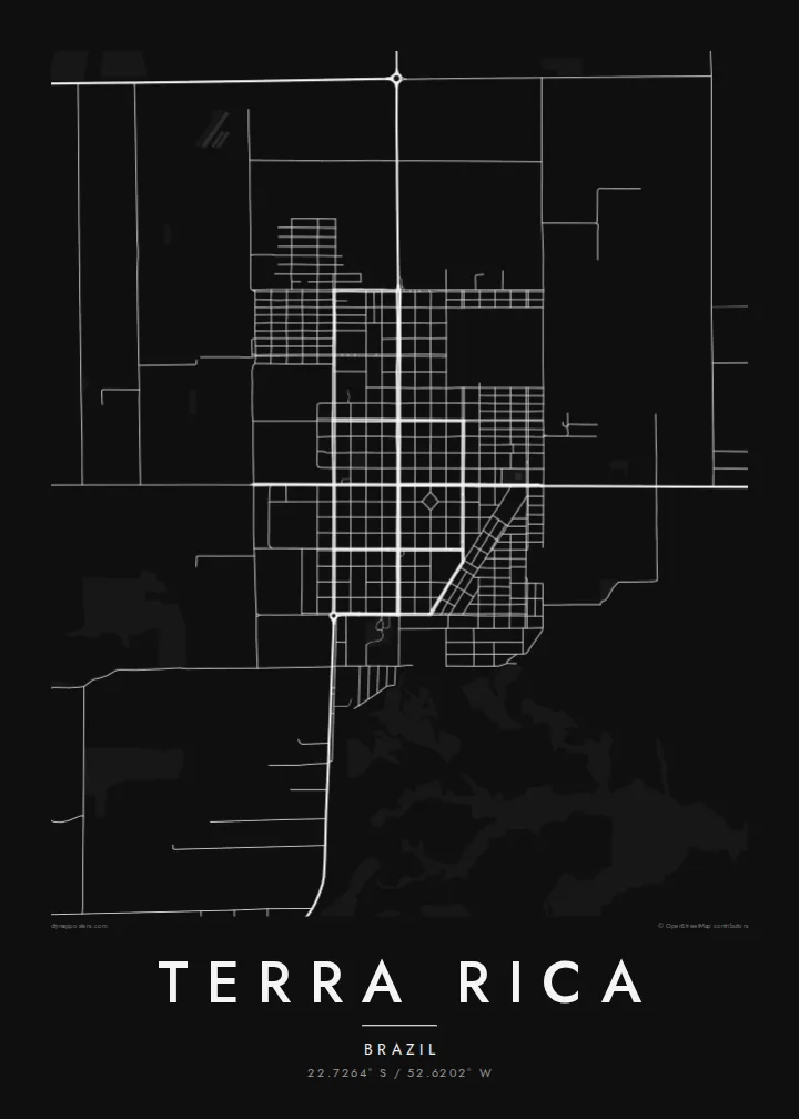 Terra Rica map poster — Noir style