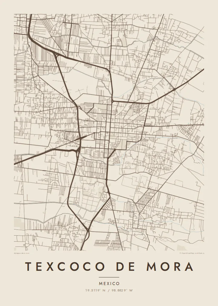 Texcoco de Mora map poster — Sand