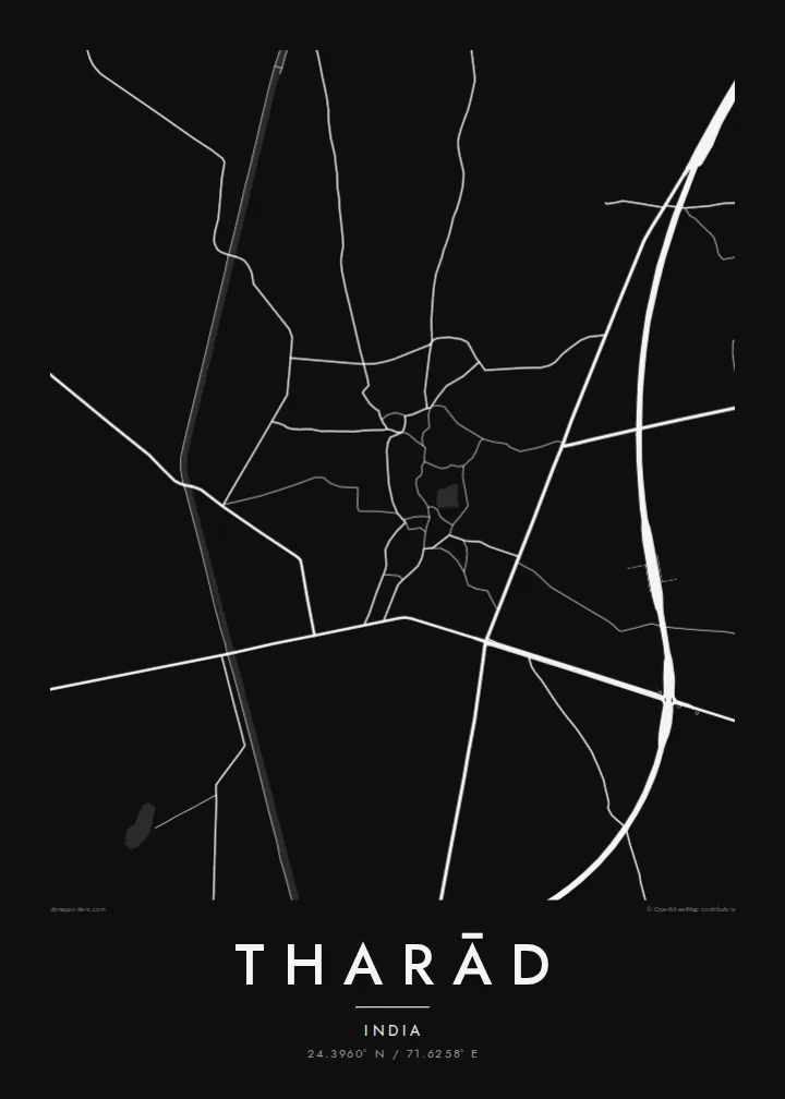 Tharād map poster — Noir