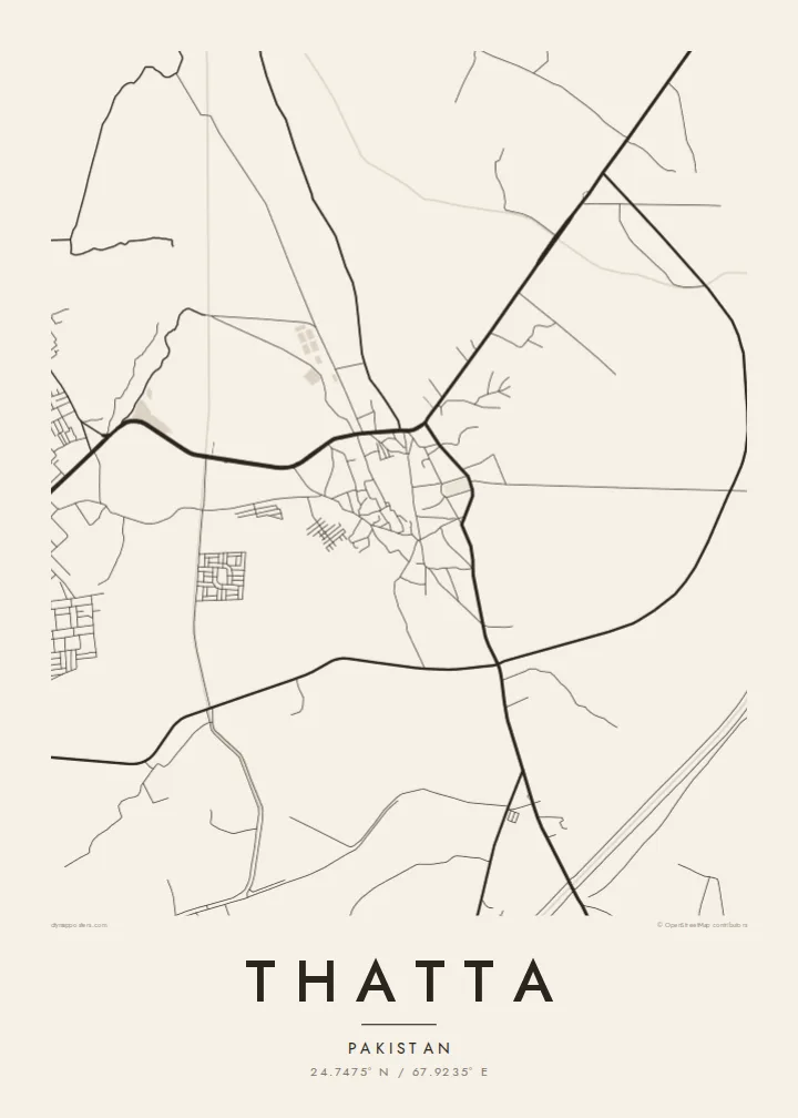 Thatta map poster — Paper style
