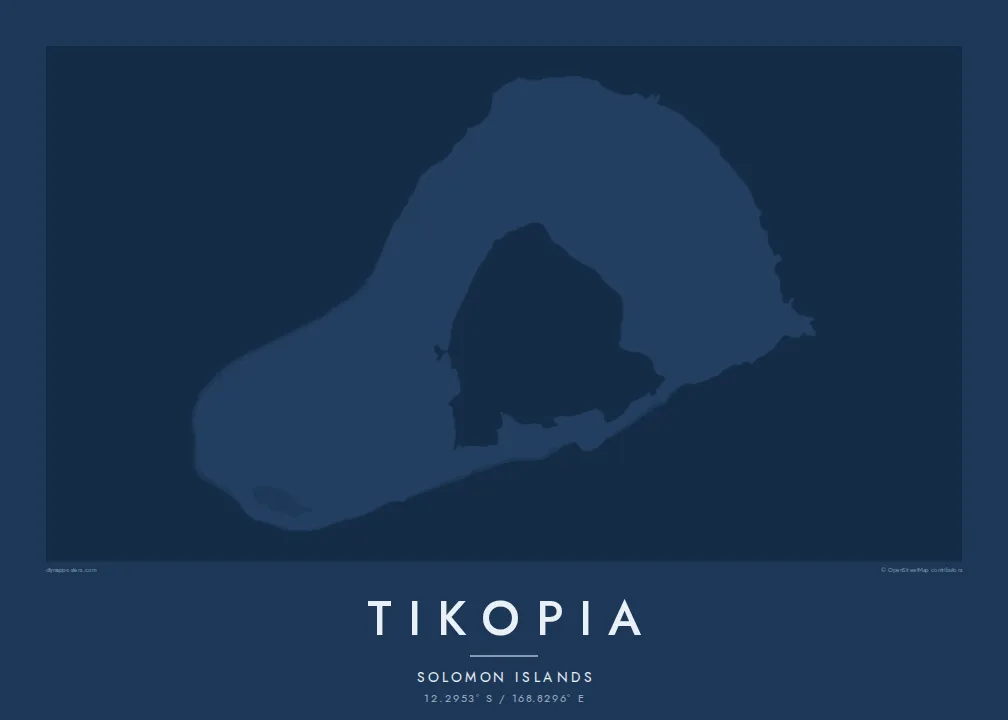 Tikopia map poster — Blueprint style