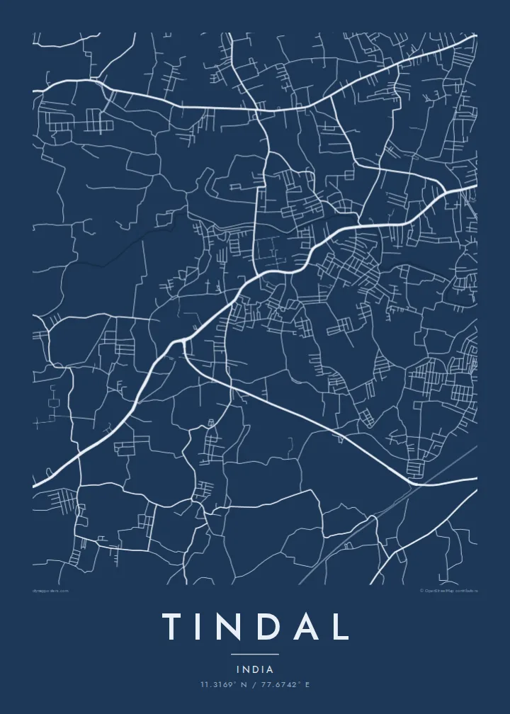Tindal map poster — Blueprint style