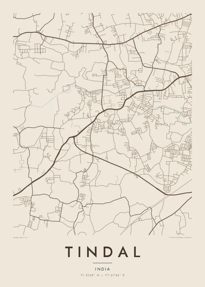 Tindal map poster — Sand style