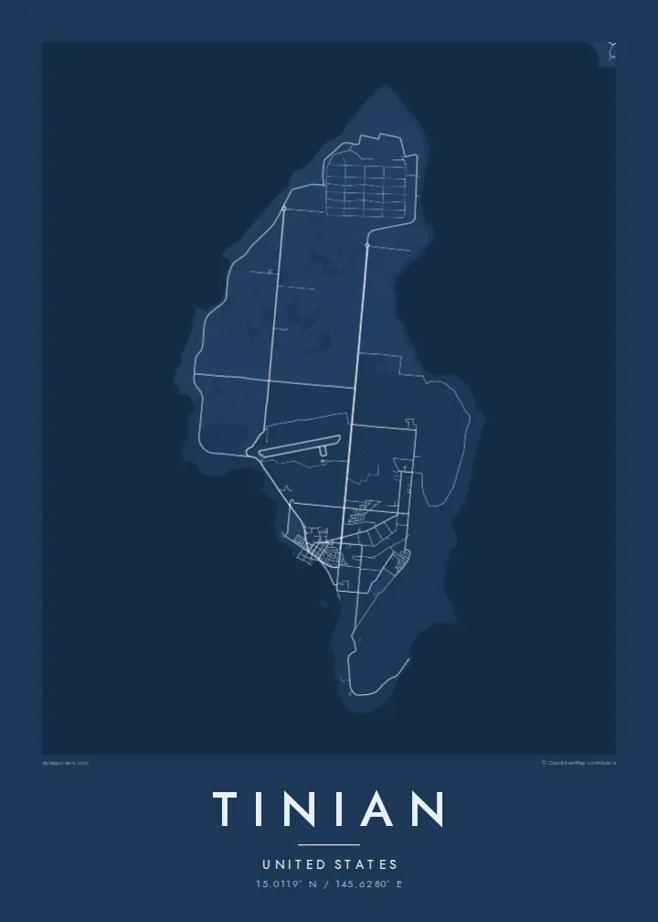 Tinian map poster — Blueprint style