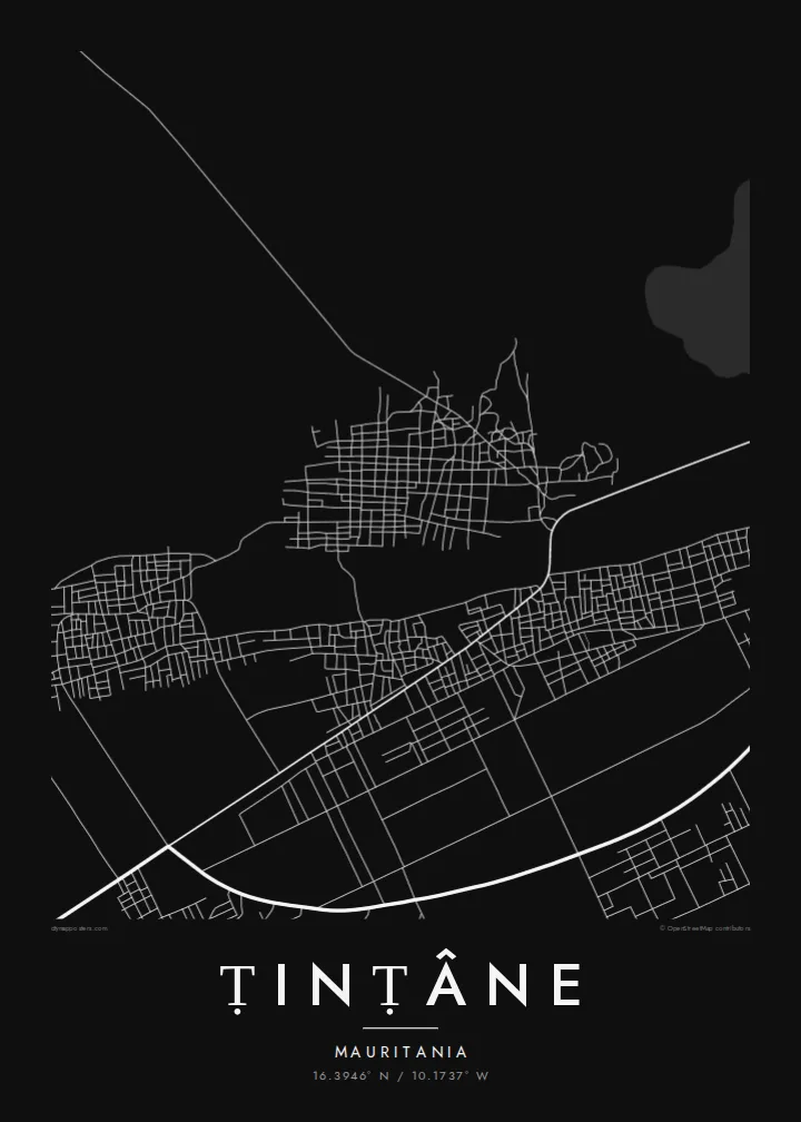 Ṭinṭâne map poster — Noir