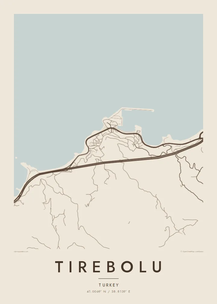 Tirebolu map poster — Sand