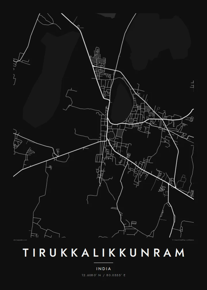Tirukkalikkunram map poster — Noir style
