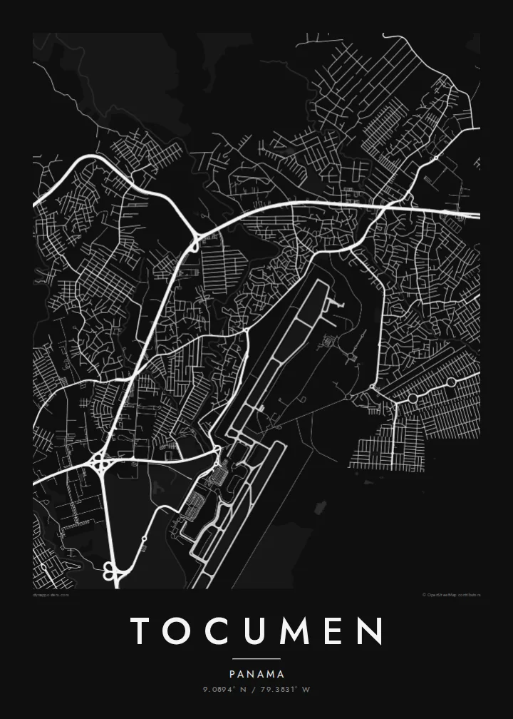 Tocumen map poster — Noir style