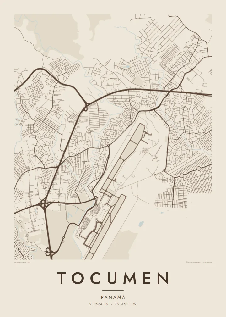 Tocumen map poster — Sand style