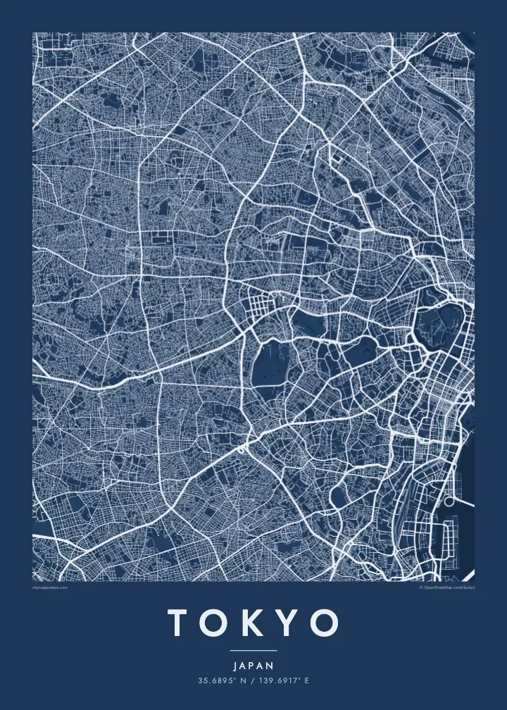 Tokyo map poster — Blueprint
