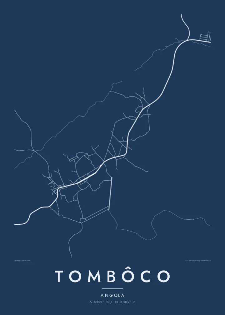 Tombôco map poster — Blueprint style
