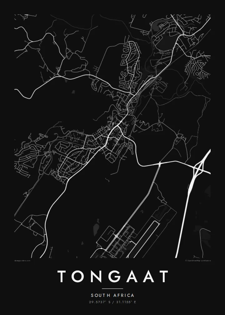 Tongaat map poster — Noir style