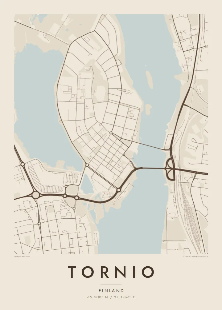 Tornio map poster — Sand