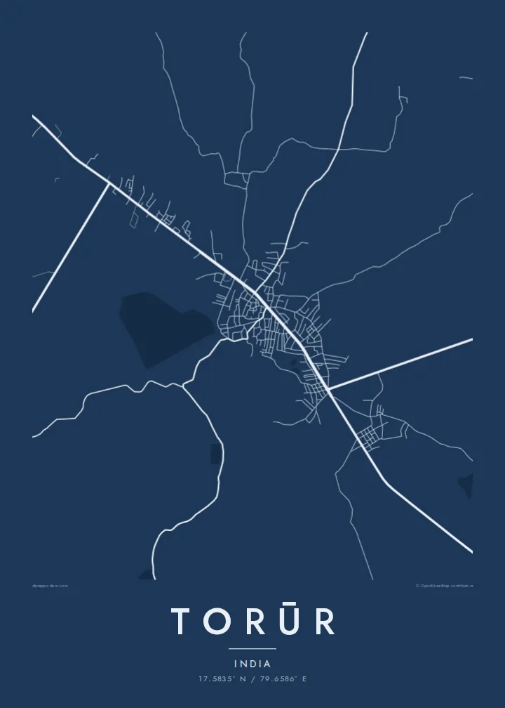 Torūr map poster — Blueprint style