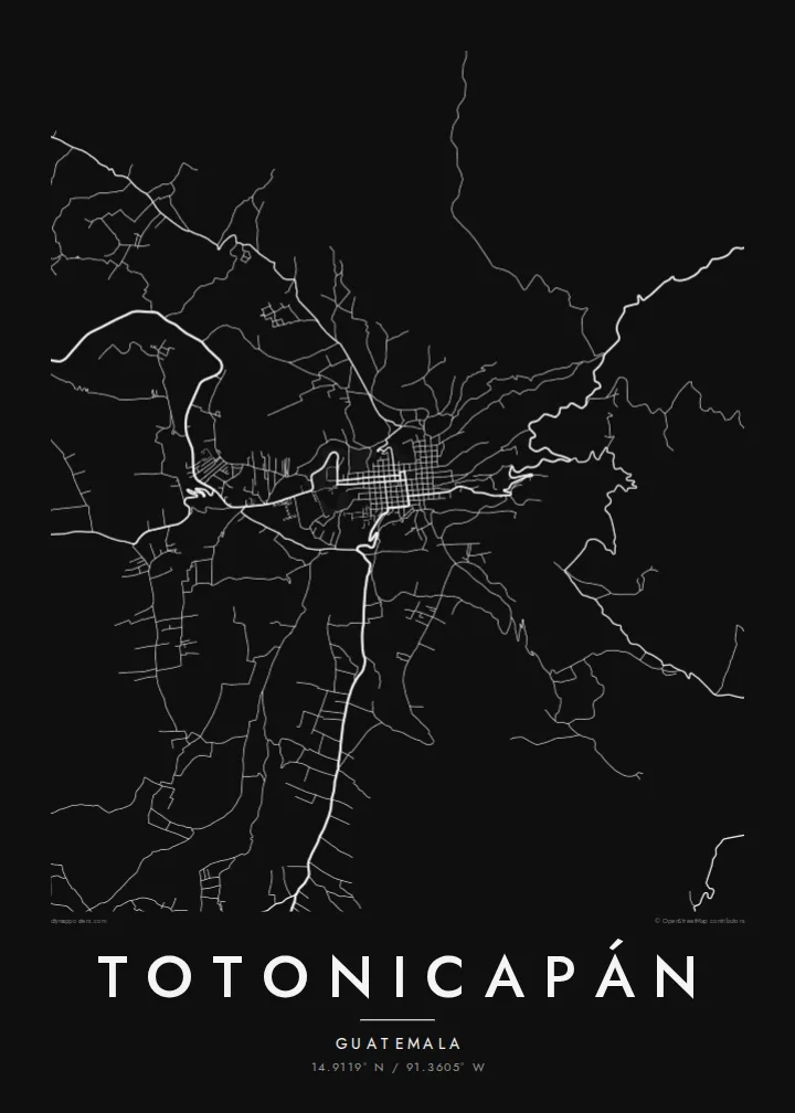 Totonicapán map poster — Noir style