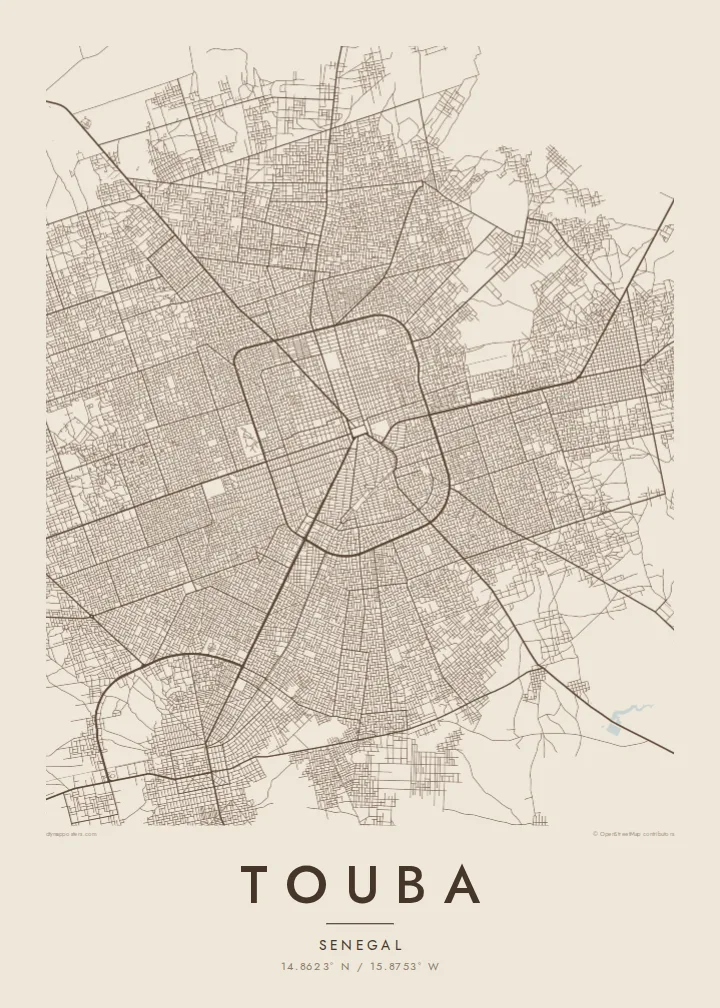 Touba map poster — Sand style