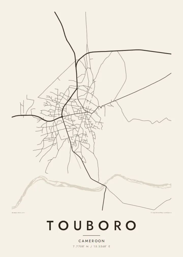 Touboro map poster — Paper style