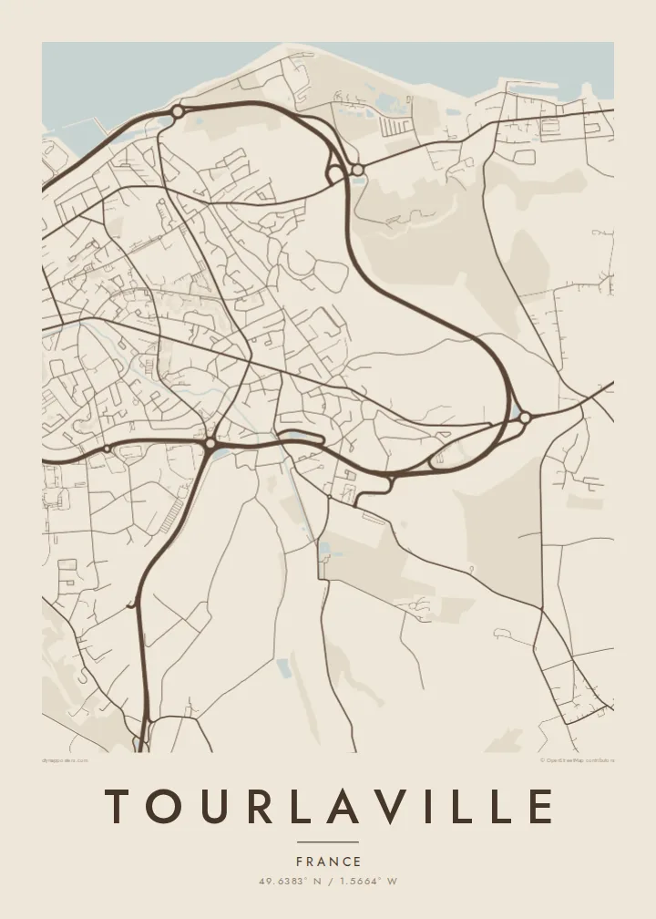 Tourlaville map poster — Sand style
