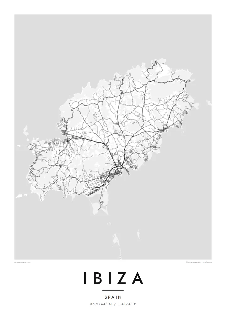 İbiza harita posteri