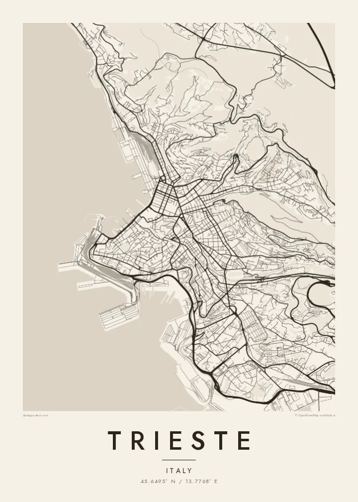 Trieste map poster — Paper style