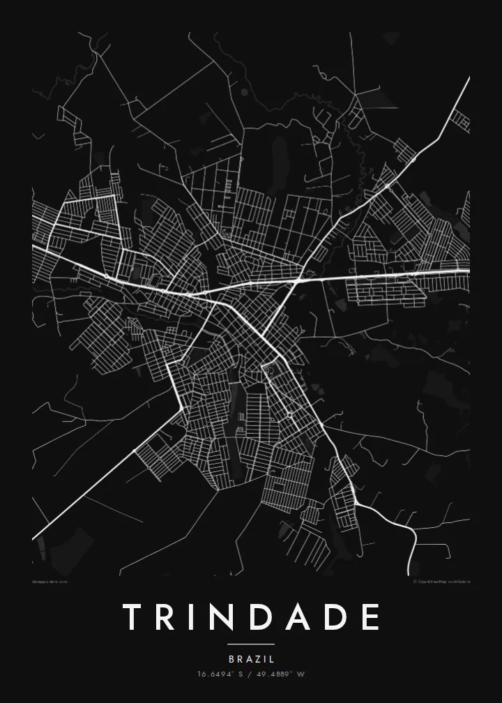Trindade map poster — Noir style