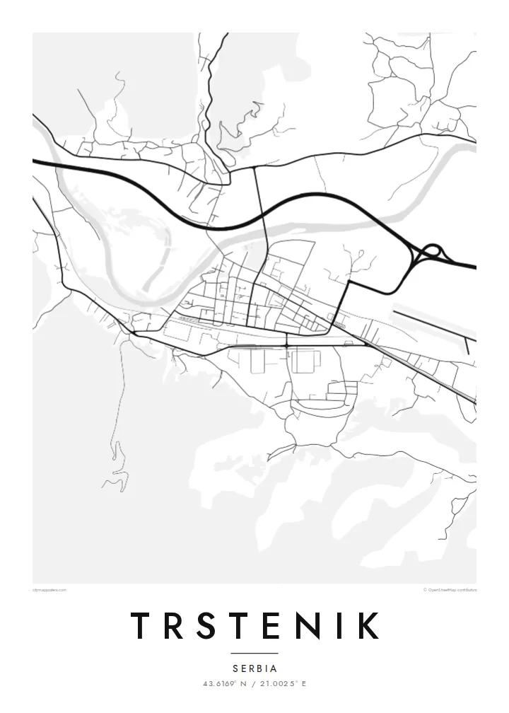 Trstenik map poster — Classic