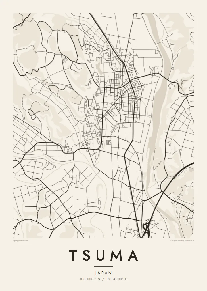 Tsuma map poster — Paper style
