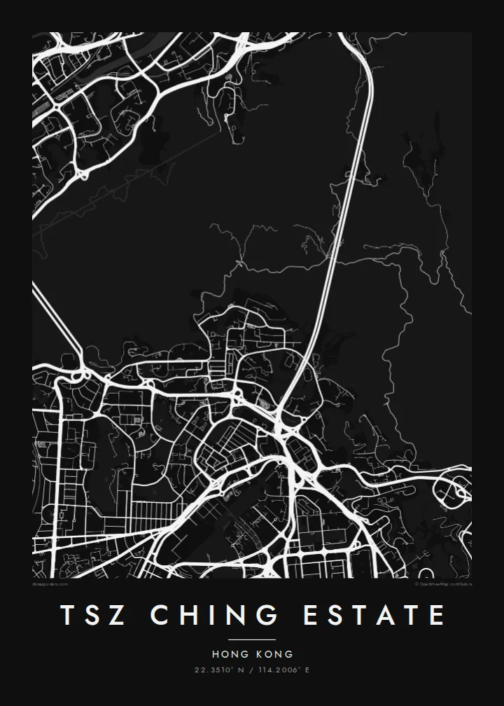 Tsz Ching Estate map poster — Noir style