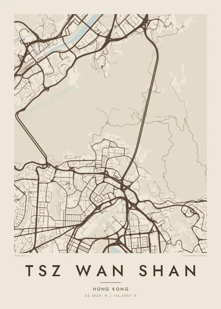 Tsz Wan Shan map poster — Sand style