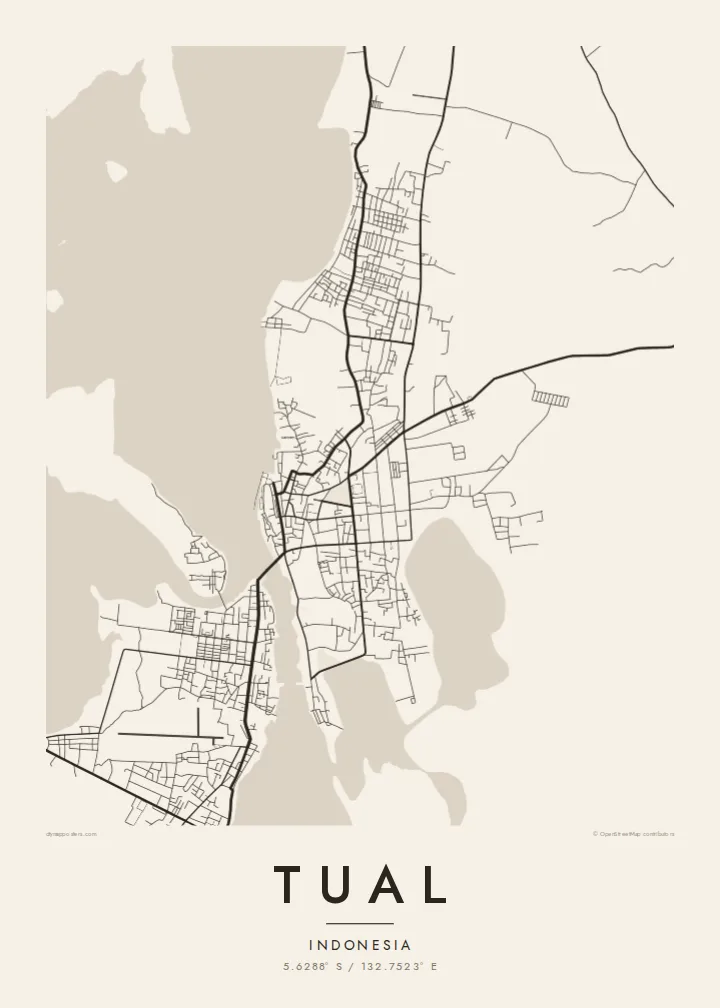 Tual map poster — Paper style