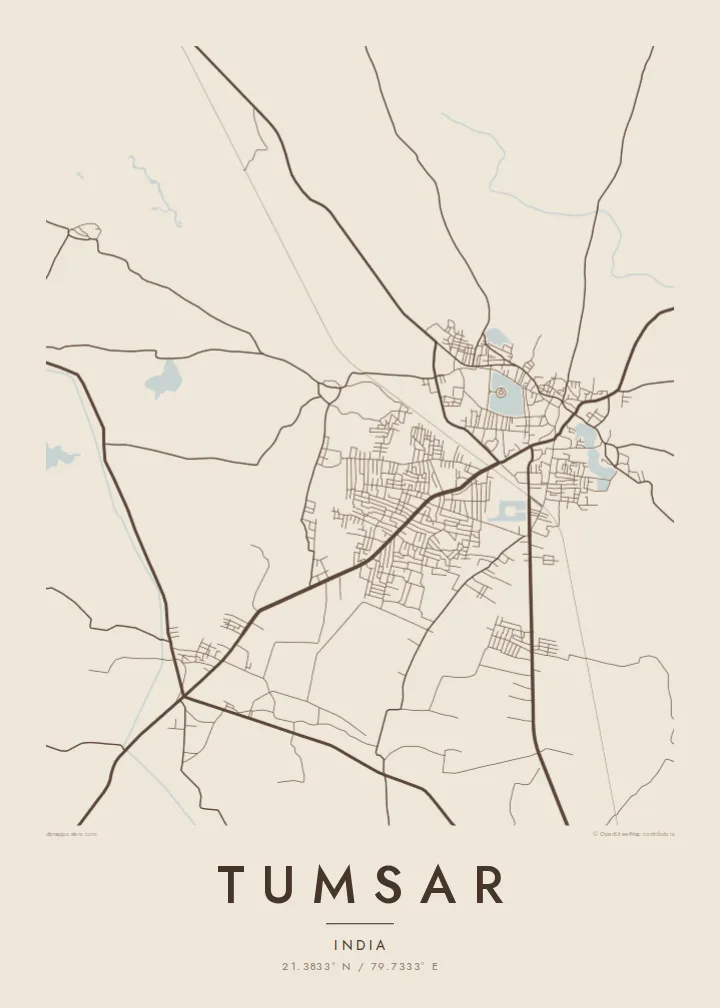 Tumsar map poster — Sand