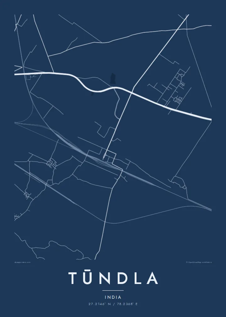 Tūndla map poster — Blueprint style