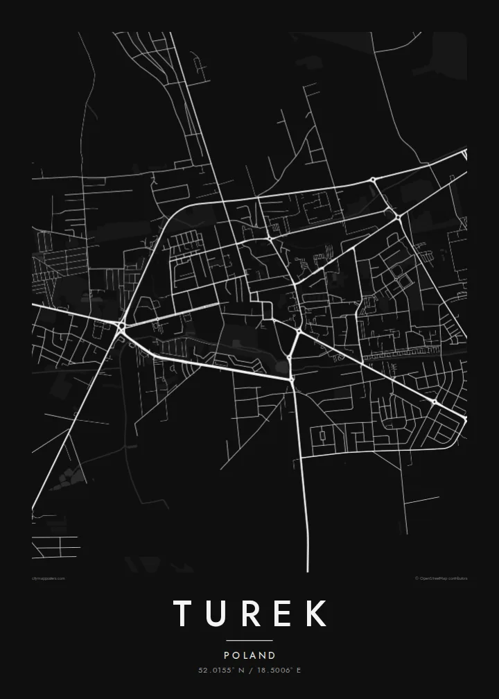 Turek map poster — Noir