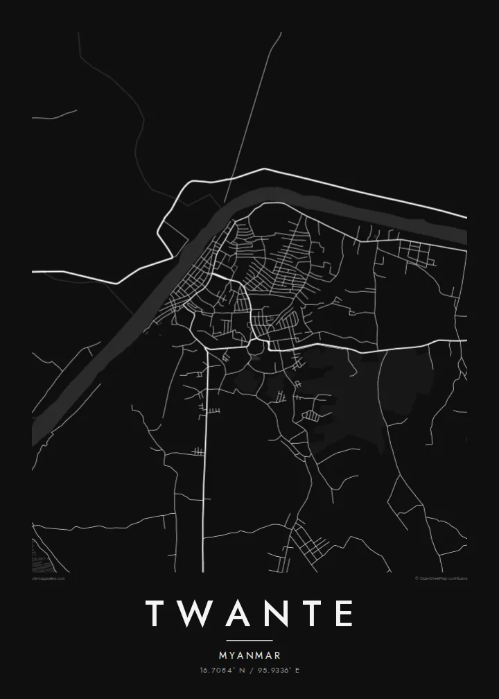 Twante map poster — Noir