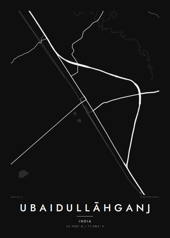 Ubaidullāhganj map poster — Noir
