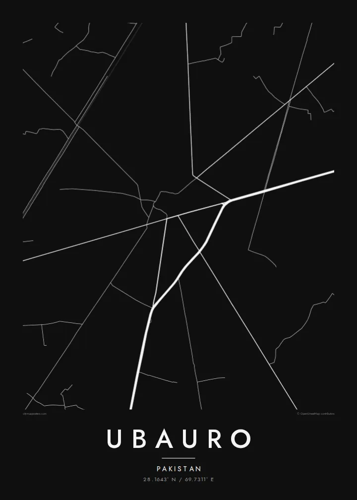 Ubauro map poster — Noir