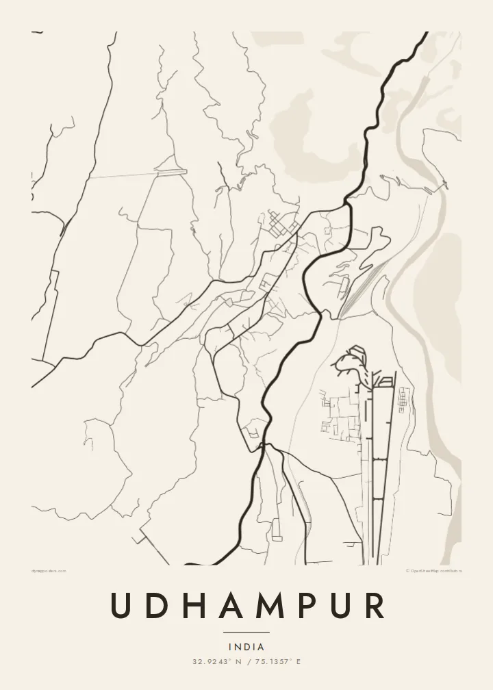 Udhampur map poster — Paper