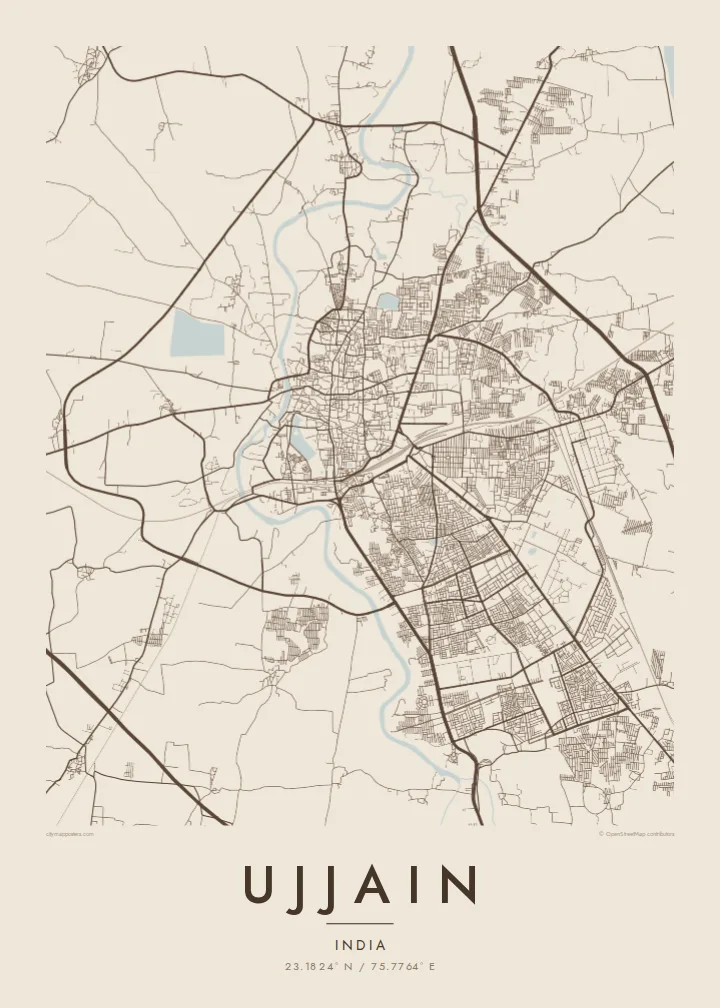 Ujjain map poster — Sand