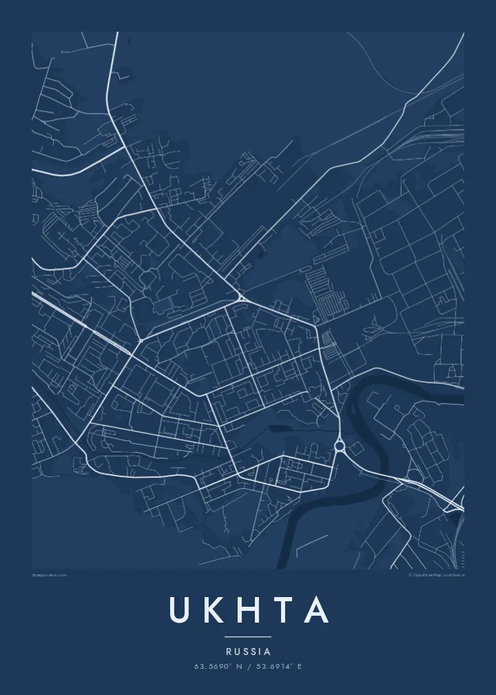 Ukhta map poster — Blueprint
