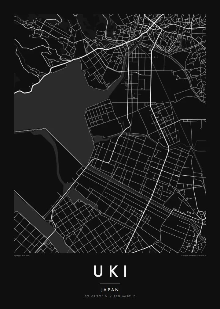 Uki map poster — Noir style